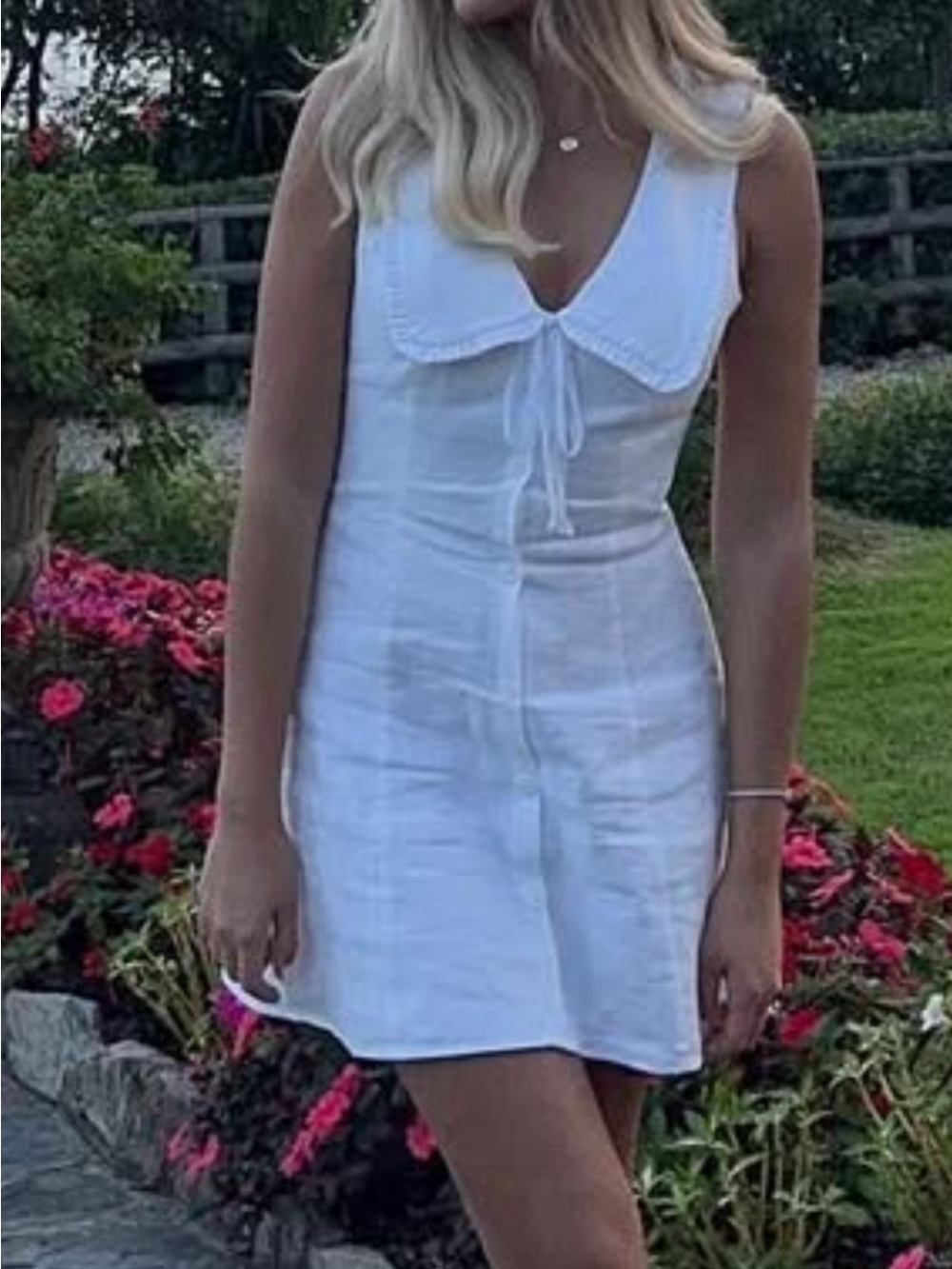 Reformation Soraya Linen Minidress V-neck and a Peter Pan collar dress